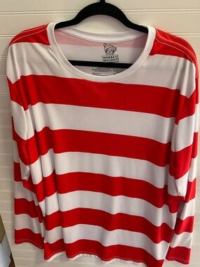 Where’s Waldo?  Striped Shirt with Beanie and Glasses. Size: 3XL Pre Owned